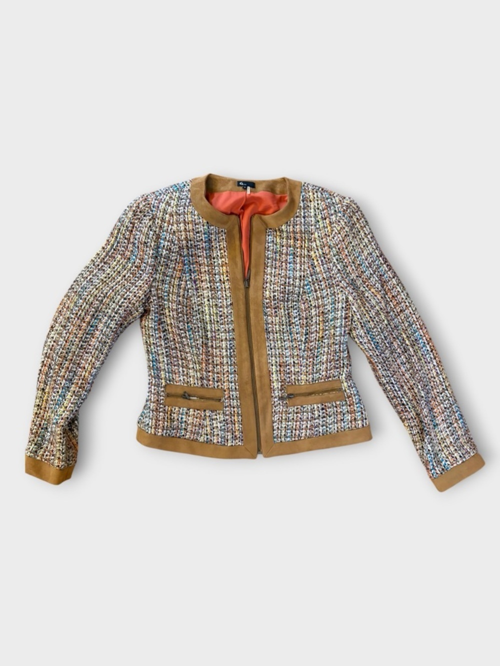 6 by Six Multicolor Tweed Jacket Size Small